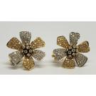 Vintage-18k-Two-Tone-White-Yellow-Gold-Flower-Pave-Diamond-Floral-Earrings-183788027974-2