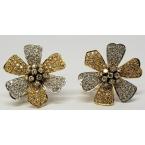 Vintage-18k-Two-Tone-White-Yellow-Gold-Flower-Pave-Diamond-Floral-Earrings-183788027974-4