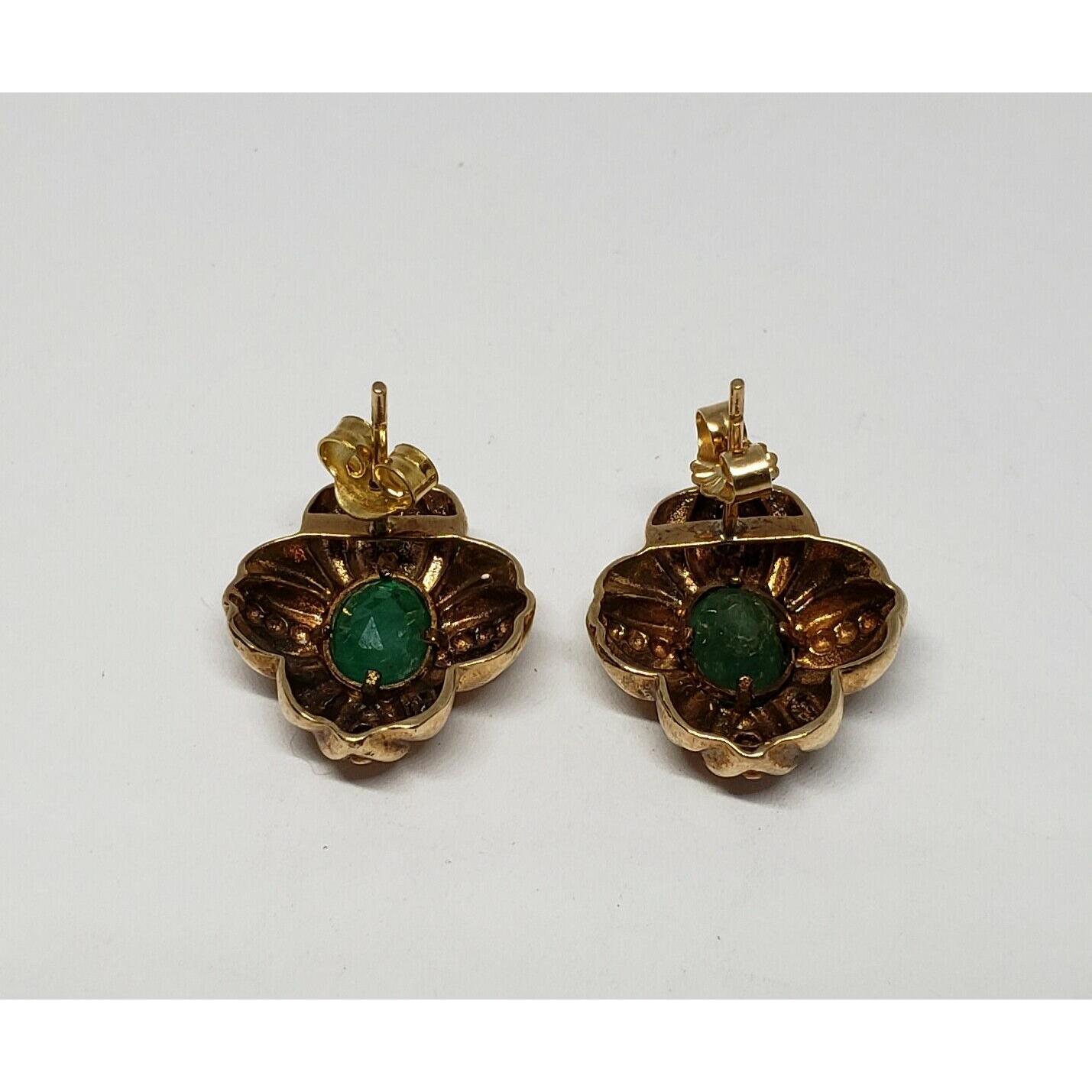 10k Yellow Gold 1.20ctw Emerald Cross Criss-Cross X Earrings | Barry's ...
