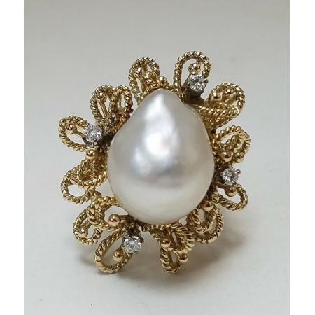 Vintage-14k-Yellow-Gold-Baroque-Pearl-Diamond-Ring-173188067501