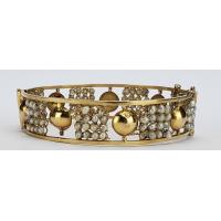 Antique-19th-Century-18k-Yellow-Gold-Seed-Pearl-Bangle-Cuff-Hinge-Bracelet-173820417513-7