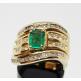 18k-14k-Yellow-Gold-Emerald-Diamond-Cluster-Wavy-Wave-Curved-Band-Ring-Estate-184432911515-3