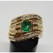 18k-14k-Yellow-Gold-Emerald-Diamond-Cluster-Wavy-Wave-Curved-Band-Ring-Estate-184432911515-6