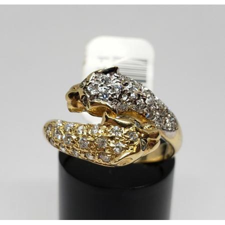 10k-Two-Tone-Yellow-White-Gold-Cubic-Zirconia-Double-Panther-Jaguar-Bypass-Ring-174089166758