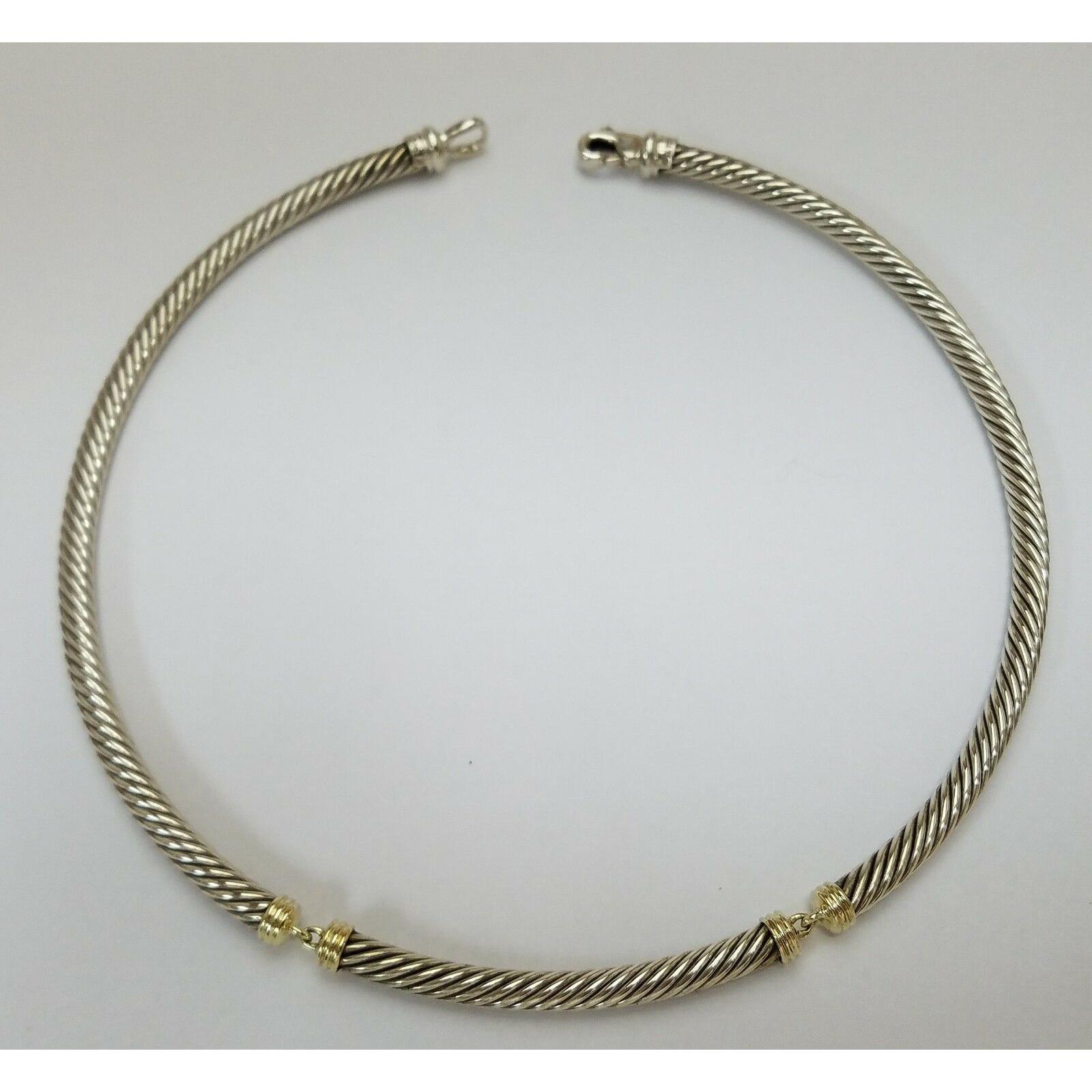 David Yurman 925 Sterling Silver 14k Gold Cable Choker Segmented ...