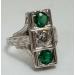 Art-Deco-Vintage-20k-White-Gold-5ct-Diamond-Green-Stone-Ring-183375811000-3