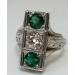 Art-Deco-Vintage-20k-White-Gold-5ct-Diamond-Green-Stone-Ring-183375811000-2