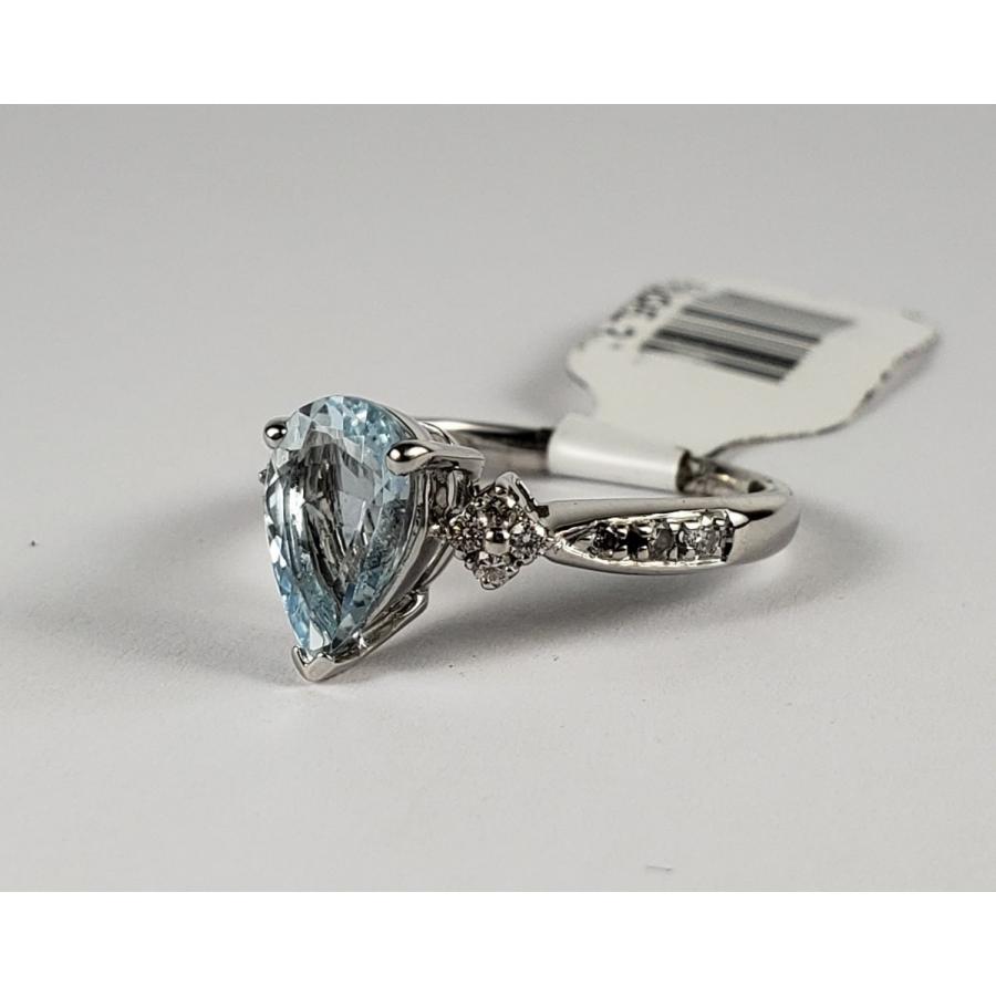 14k White Gold 1.25ctw Diamond Pear Shape Aquamarine Engagement Style ...